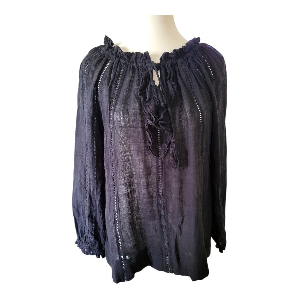 SUNDANCE Artists Top Sheer Relaxed Fit Ruffle Tassel Flowy Sz Small‎